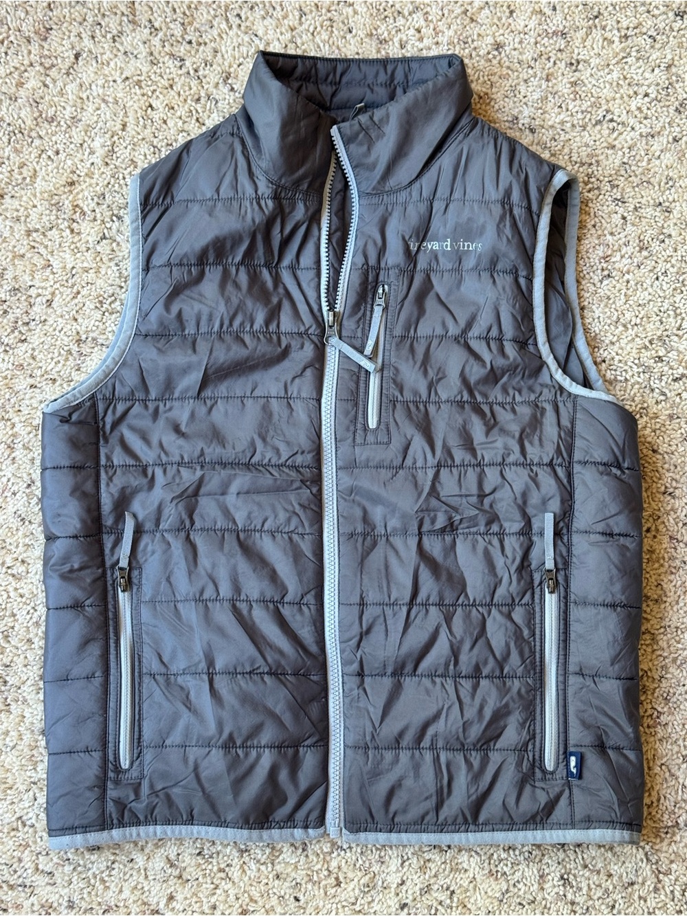 Vineyard Vines Gray Quilted Puffer Vest
